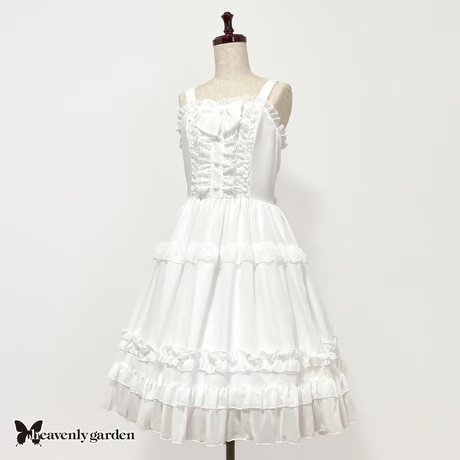 【heavenly garden 】ヘヴンリィ ガーデン　シフォンジャンパースカート・ホワイト