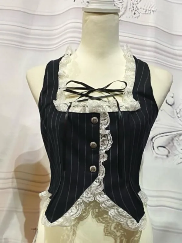 [Mármol] Marble Chrak Corset Style Vest: Negro x negro