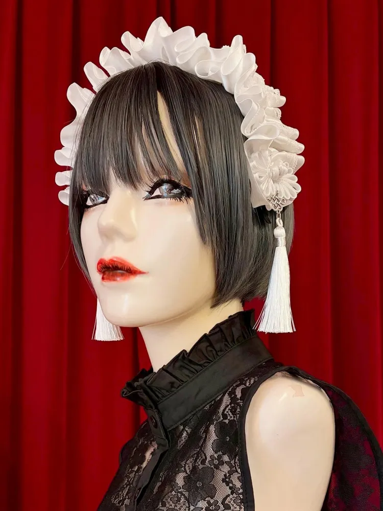 【Estrellas】エストレージャス　アジアンゴシックタッセルカチューシャ／白×白★ウィンターセール2月23日まで★