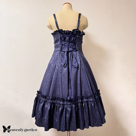 [heavenly garden] Heavenly Garden Rose Jacquard Princess Line Jumper Skirt Navy