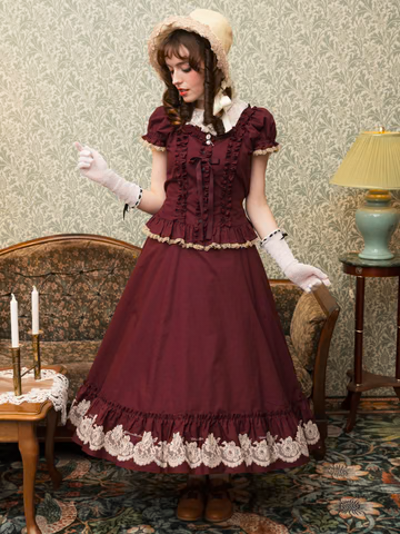 【Victorian maiden】ヴィクトリアンメイデン　★ご予約受付中★ vintageレースプリントスリーブフリルビスチェ