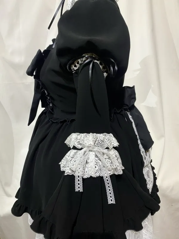 [Marble] Robe victorienne avec bouclage de bouclage: noir et blanc