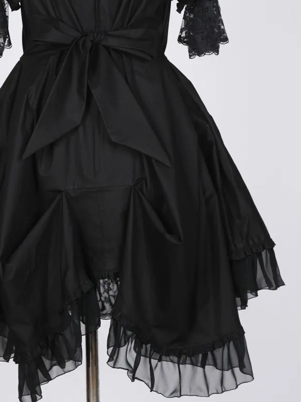 [MARBLE] Marble voluminous dress tuck dress with lace collar: white x white