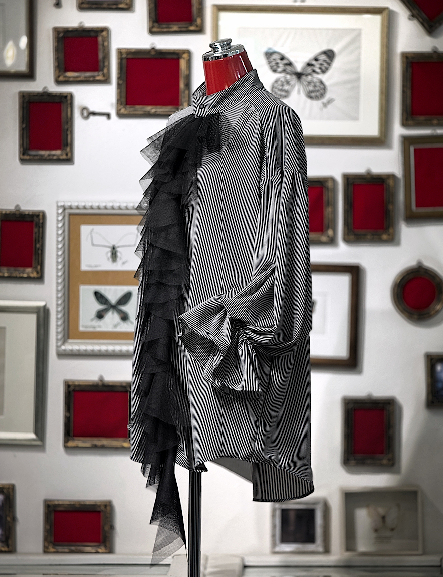 【Na+H】エヌエープラスエイチ　mirrorストライプシャツ