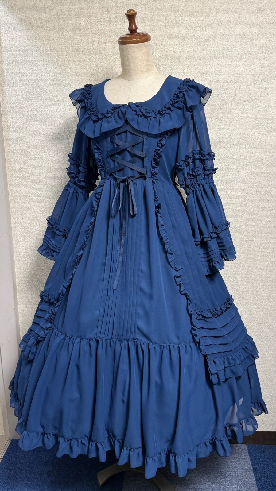 【Physical Drop】フィジカルドロップ　クラシカル姫袖ドレス【ネイビー】