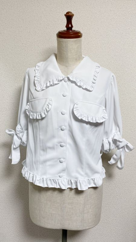 [Physical Drop] Physical Drop [Heat-shielding/UV] Retro Blouse [White]