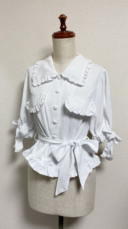 [Physical Drop] Physical Drop [Heat-shielding/UV] Retro Blouse [White]