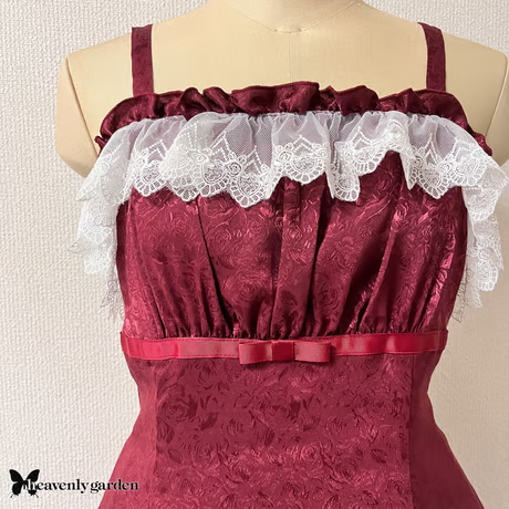 [heavenly garden] Heavenly Garden Rose Jacquard Princess Line Jumper Skirt/Wine
