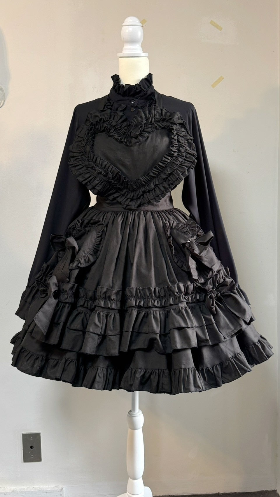 [피지컬드롭] 피지컬드롭 하트 앞치마+치마 세트 [블랙]