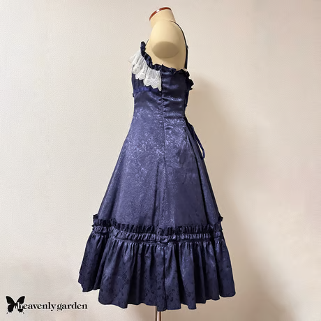 [heavenly garden] Heavenly Garden Rose Jacquard Princess Line Jumper Skirt Navy