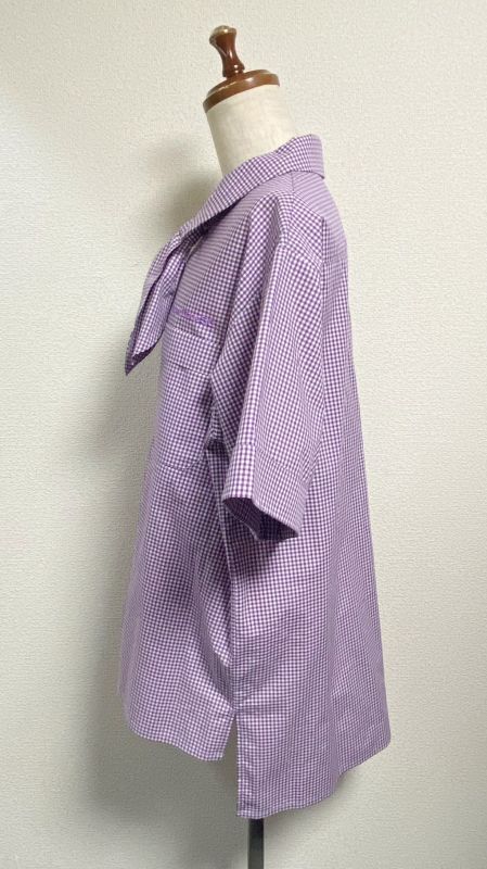 [Drop Física] Camisa de trabajo de novio de la serie de gingham de gingham de gingham [Purple Gingham X Purple]