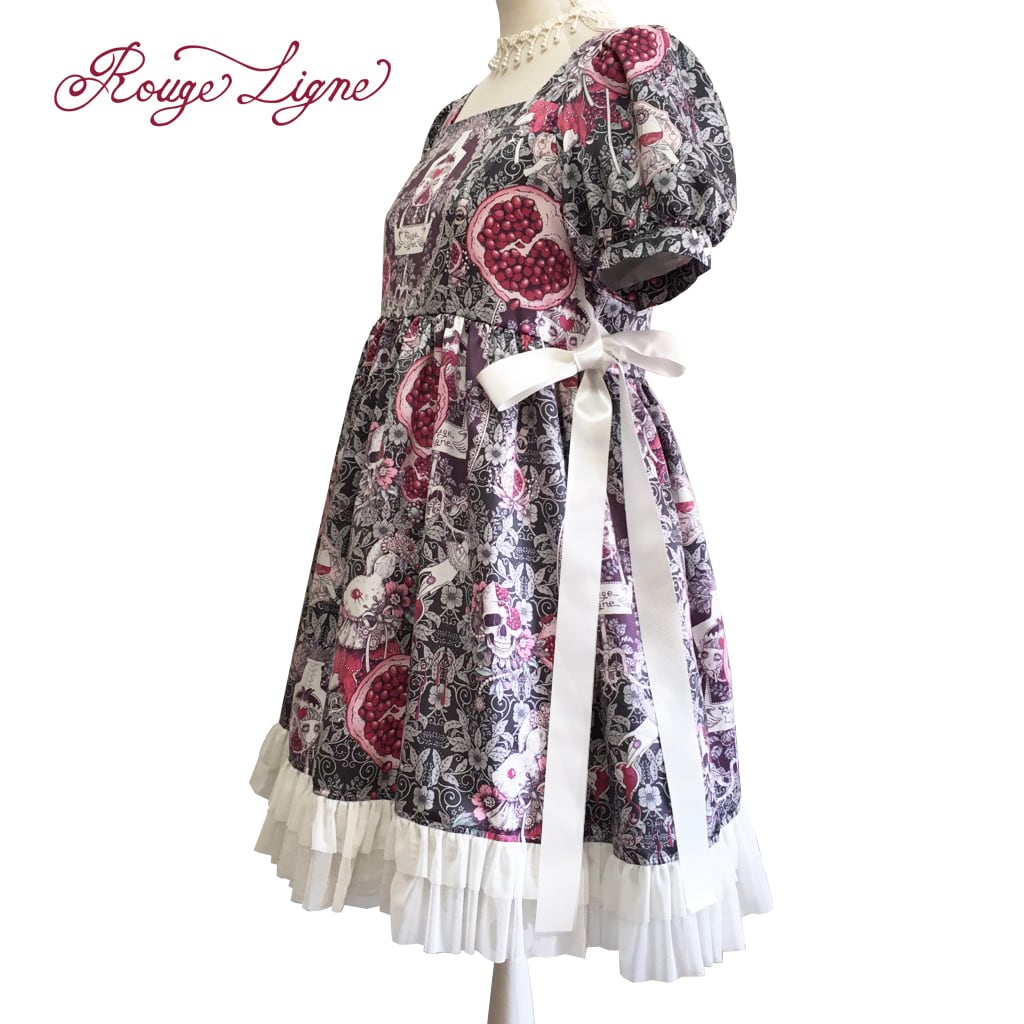 [Rouge Ligne] Rouge Ligne The Pomegranate Dress I Loved/Green gray×White