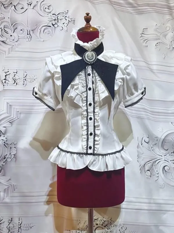[Marmor] Marmor Gothic Thailand Total Frill Puffhülle Bluse: Weiß