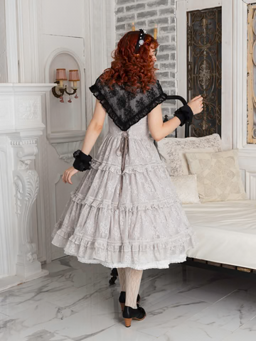 [Victorian maiden] Victorian Maiden Lacy Bouquet Tiered Dress Ivory/Greige/Pale Blue/Black ★Order period until November 24th★