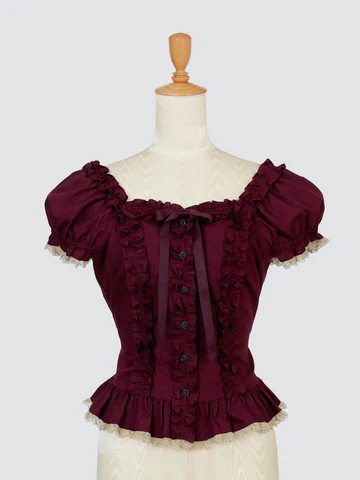 【Victorian maiden】ヴィクトリアンメイデン　★ご予約受付中★ vintageレースプリントスリーブフリルビスチェ