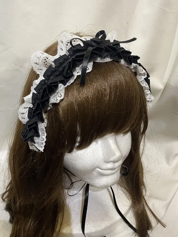 [Marble] Marble 2way Satin Balth Tack Pletitz Choker ou coiffure: Black X White Lace