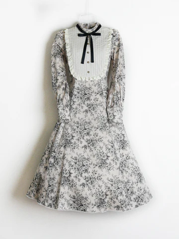 [Victorian Maiden] Victorian Maiden Louise Classical Doll Dress (맞춤형 Rococo bouquet Pattern) Towald Rococo Burgundy/Tailored Rococo Dark Brown/Tailored Rococo Black