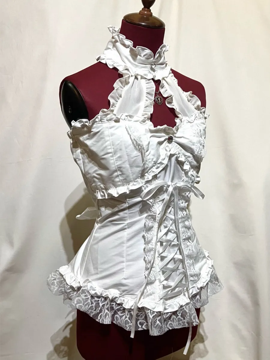 [Mármol] Marble Lace-Up Bustier con accesorios: Burdeos Pattern x Black