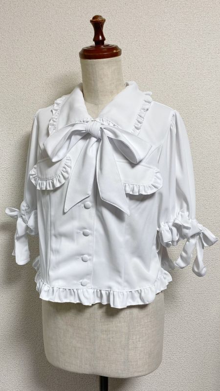 [Physical Drop] Physical Drop [Heat-shielding/UV] Retro Blouse [White]