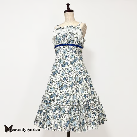 【heavenly garden 】ヘヴンリィ ガーデン　ローズプリンセスラインジャンパースカート・ブルー