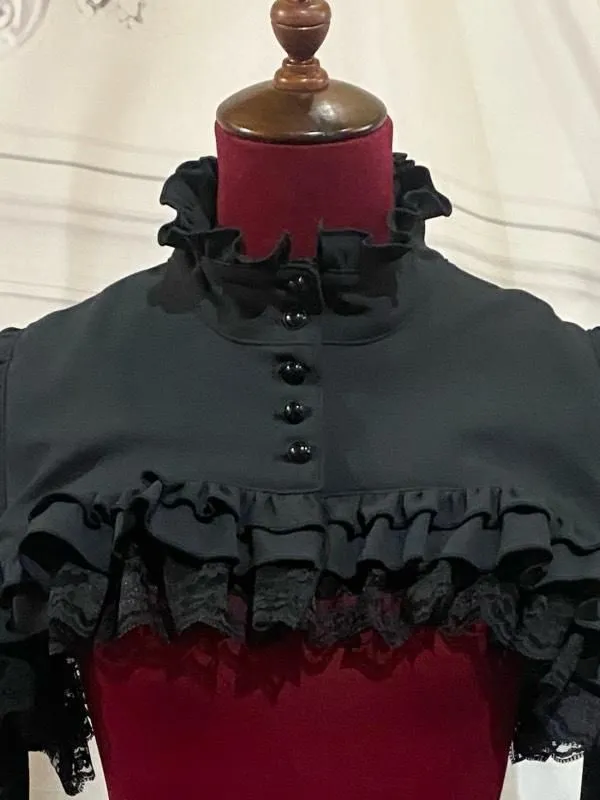 【MARBLE】マーブル　姫袖用ショート丈モダンジャケット：黒×黒レース　