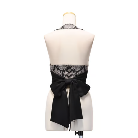 [Sheglit] Shegrit "Victorian" Halter Ribbon Chaleco Navy/Negro
