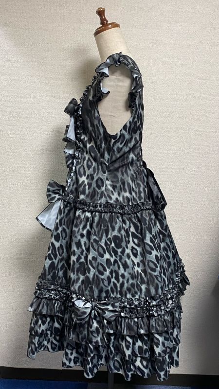 [Drop Física] Vestido de volante de caída física [estampado de leopardo negro, longitud regular]