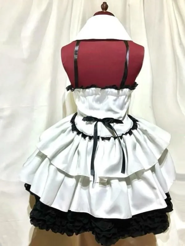 [Marmor] Korsett -Kleid mit Marmor -Rundkragen: Weiß x Schwarz