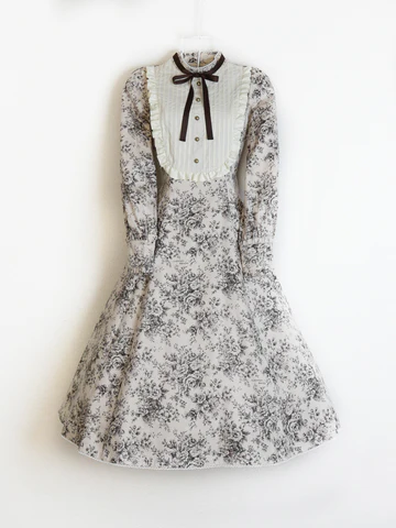 [Victorian Maiden] Victorian Maiden Louise Classical Doll Dress (맞춤형 Rococo bouquet Pattern) Towald Rococo Burgundy/Tailored Rococo Dark Brown/Tailored Rococo Black