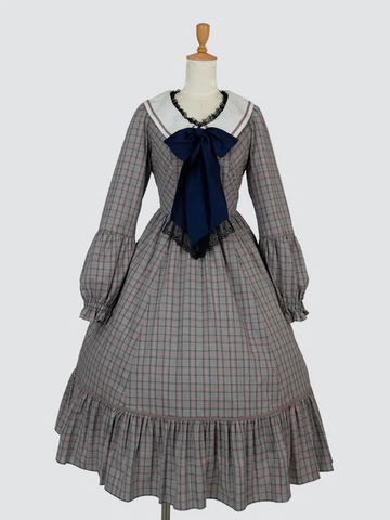 [Victorian maiden] Victorian maiden★Now accepting reservations★ Ecole de Feliz Port Sailor Dress Brown Check/Blackcheck