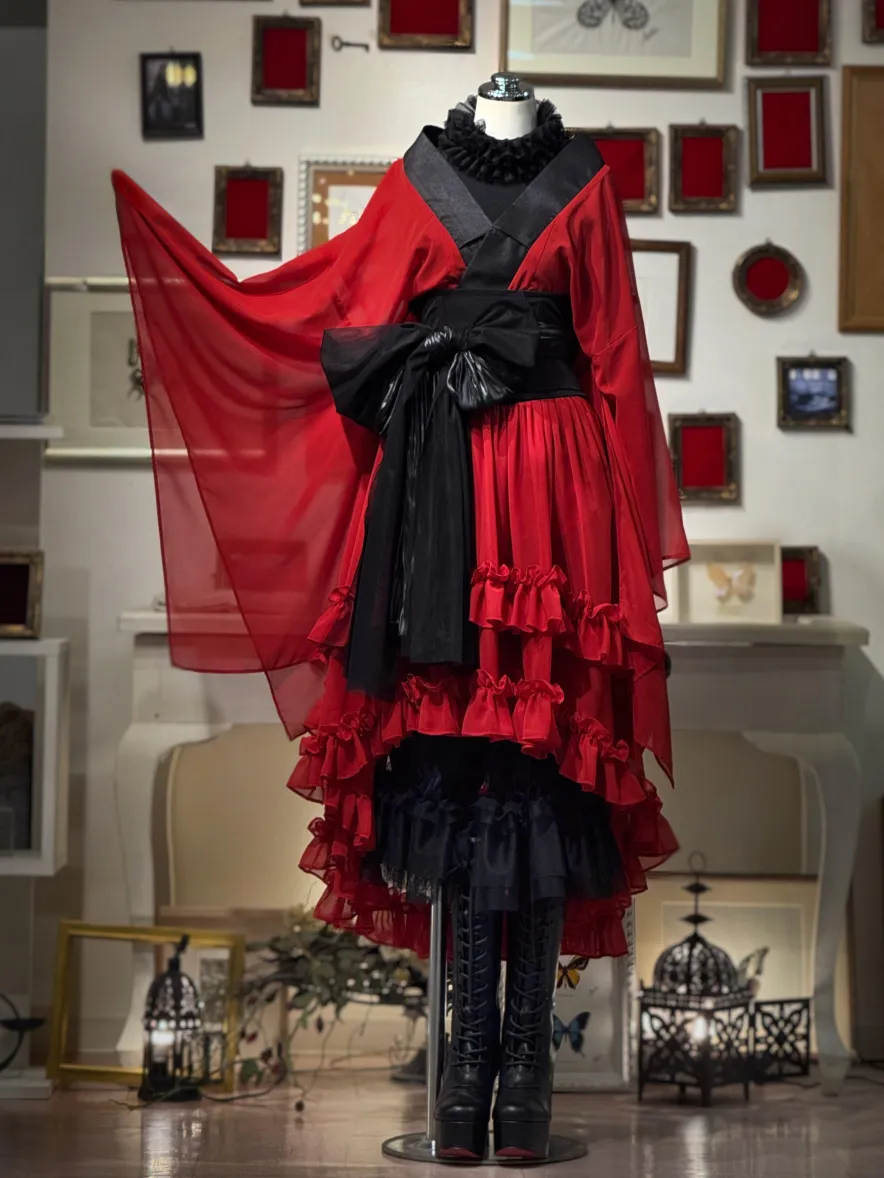 【Na+H】エヌエープラスエイチ　mirrorシフォンスカート(赤)