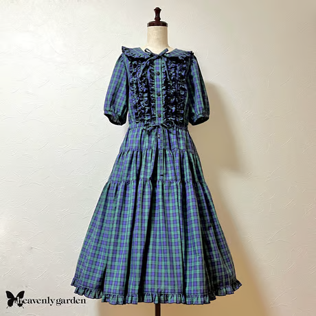 【heavenly garden 】ヘヴンリィ ガーデン　ガーリッシュワンピース・緑タータン