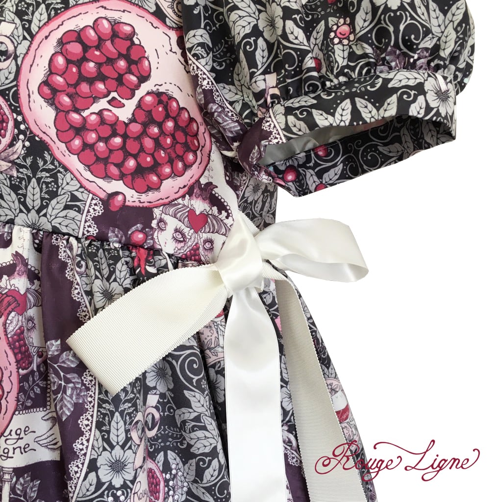 [Rouge Ligne] Rouge Ligne The Pomegranate Dress I Loved/Green gray×White