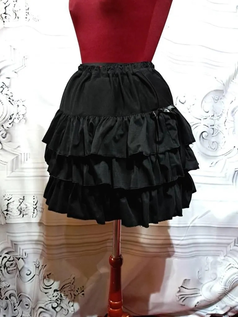 [Marble] Marble side ribbon Switching Tiered skirt: red