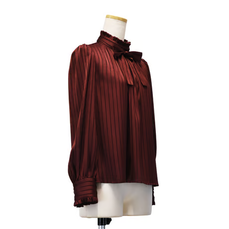 [Sheglit] Gestreifte JQ-Bluse von SheglitWhite/Bordeaux/beige/Black