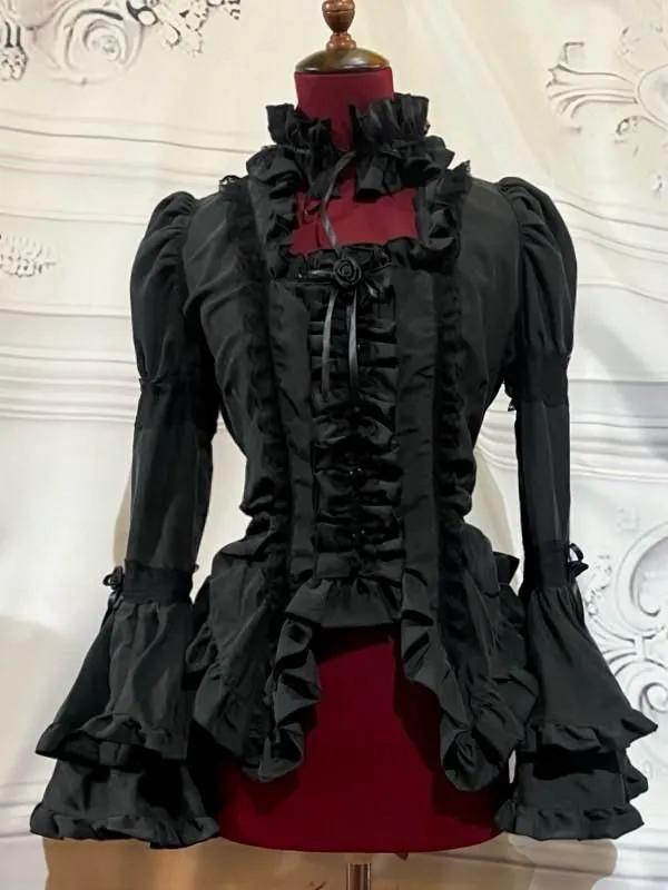 [Mármol] Manga de manga de hojaldre de mármol -Cordete de encaje que contiene Puji: Black X Black Lace