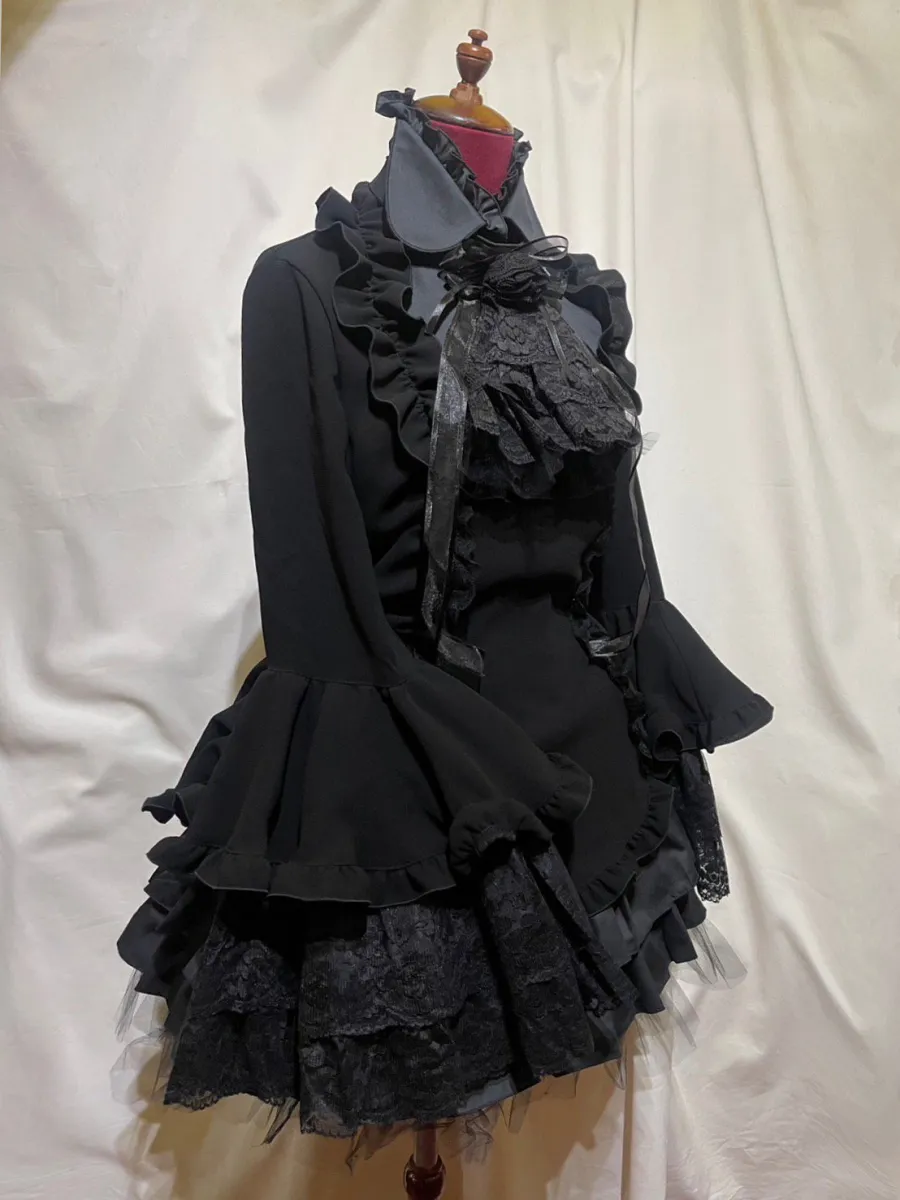 [大理石]大理石ribonde礼服 /经典泰国侧钉连衣裙一件：黑色X黑色郁金香