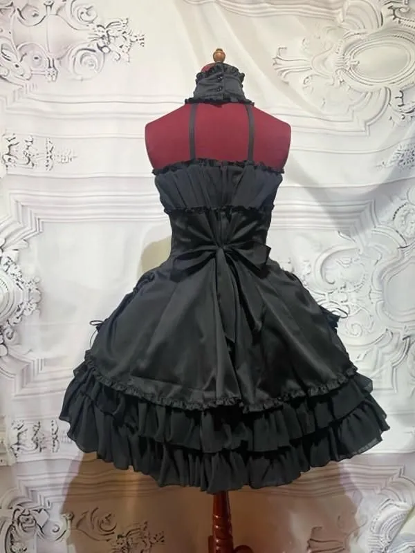 [MARBLE] Marble feminine dress with accessories + lace shawl + lace belt: black