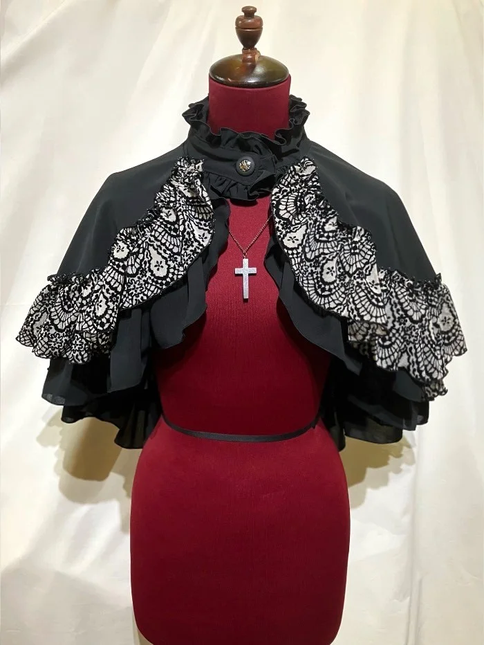 [Marble] After a marble cross, Gothic -toned Prope: Black x Black Gothic Pattern Frill