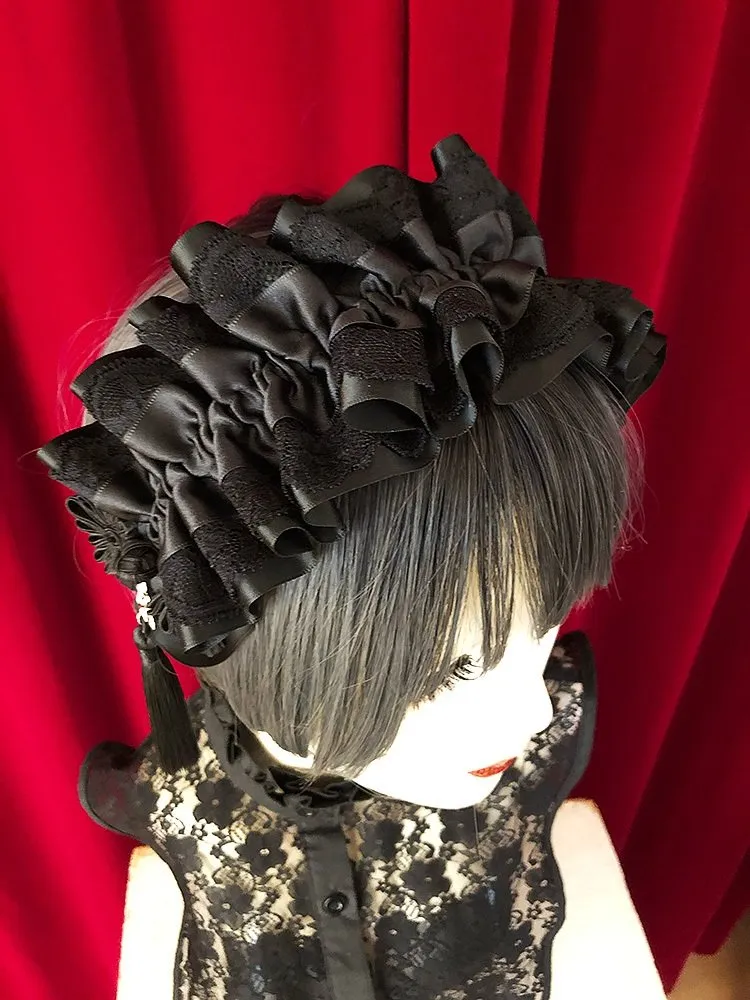 [Estrellas] Estrellas Asian Gothic Tassel Headband/Black x Black