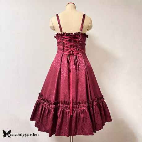 [heavenly garden] Heavenly Garden Rose Jacquard Princess Line Jumper Skirt/Wine
