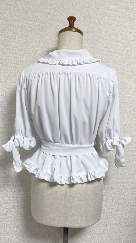 [Physical Drop] Physical Drop [Heat-shielding/UV] Retro Blouse [White]