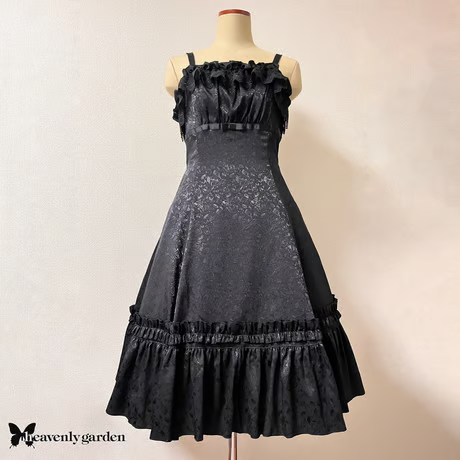 [Himmlischer Garten] Himmlischer Garten Rose Jacquard Prinzessin Linie Jumper Rock Schwarz