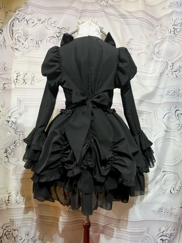 [Marble] Marble Alice-Style-Style Robe Robes: Black x White x Black