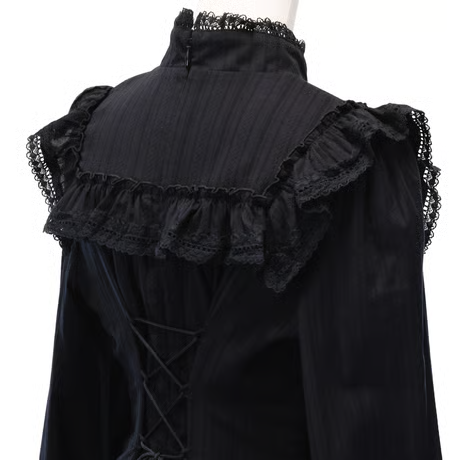 【Sheglit】シェグリット　鈴蘭のレースドレス　グレー/ブラック