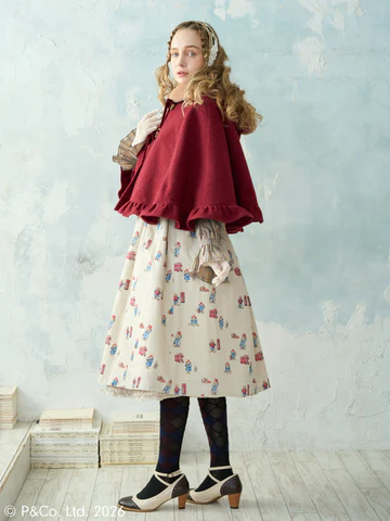 [Victorian Maiden] Victorian Maiden Paddington™ Duffel Cape Beige/Bordeaux/Navy