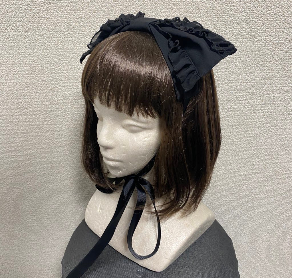 [Physical Drop] Physical Drop Chiffon Ribbon Head Dress Pink/Bordeaux/Black