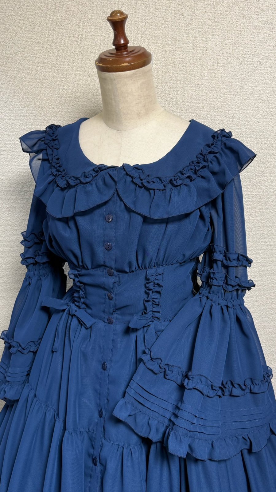 【Physical Drop】フィジカルドロップ　クラシカル姫袖ドレス【ネイビー】