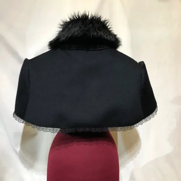 [Marble] Marble★Not eligible for SALE★ Far collar cape with decoration cross+sleeves Long flare coat: black