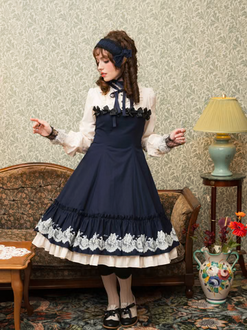 【Victorian maiden】ヴィクトリアンメイデン　★ご予約受付中★ vintageレースプリントサテンメニーリボンドールドレス